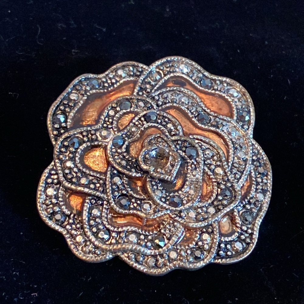 Vintage Marcasite Rose Brooch